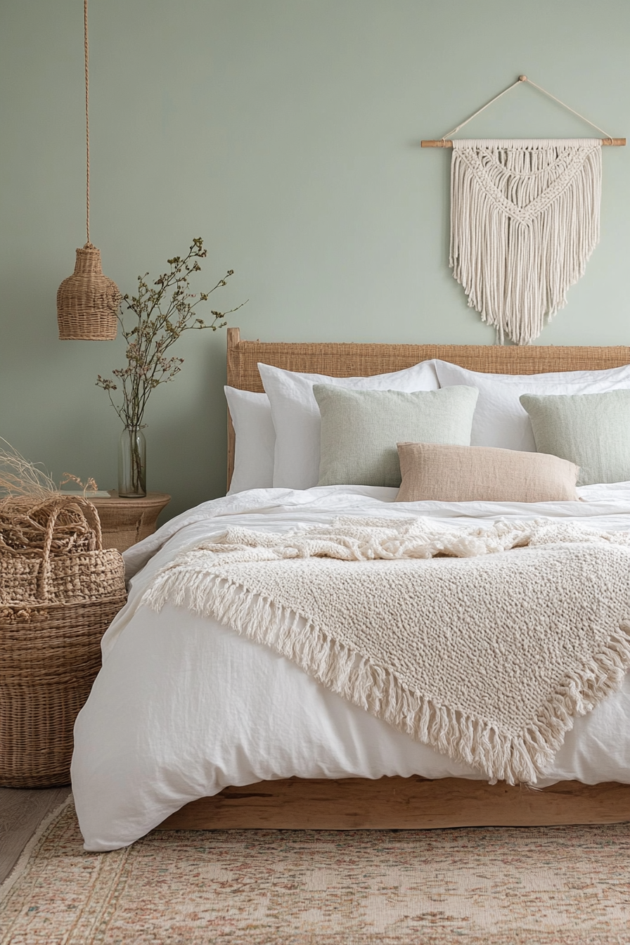 Farmhouse bedroom with soft textures