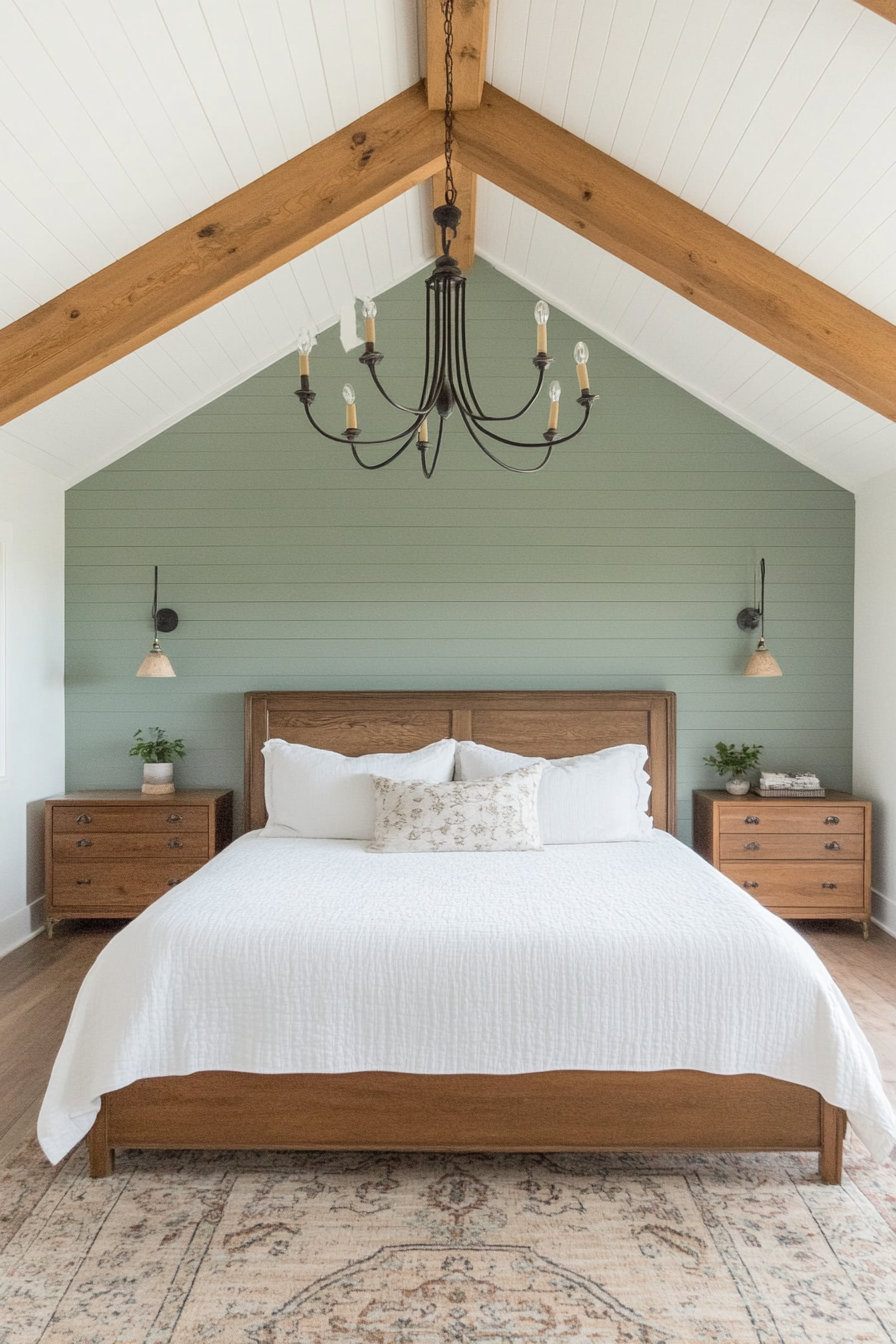 Farmhouse bedroom with farmhouse lighting fixtures
