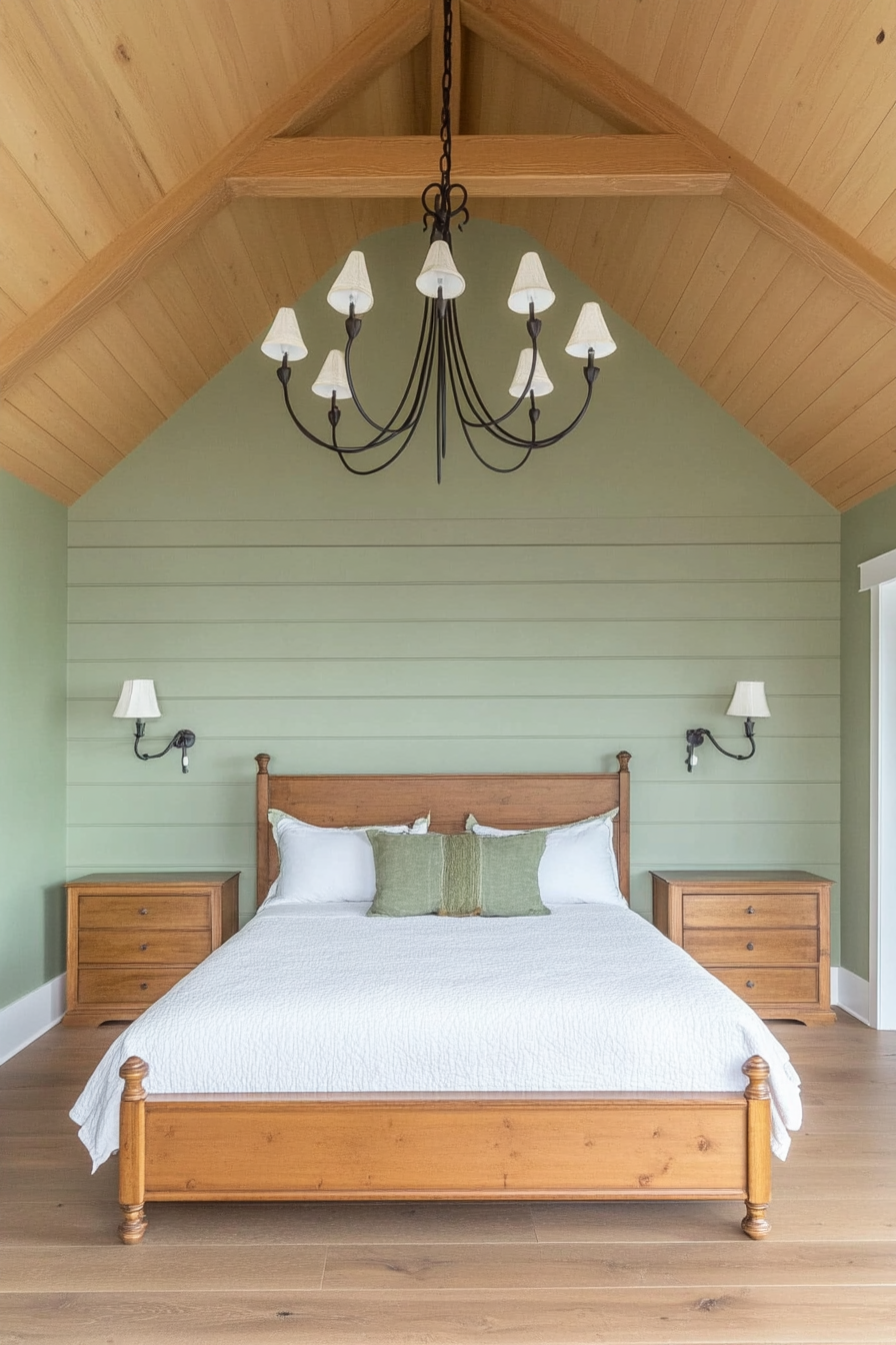 Farmhouse bedroom with farmhouse lighting fixtures