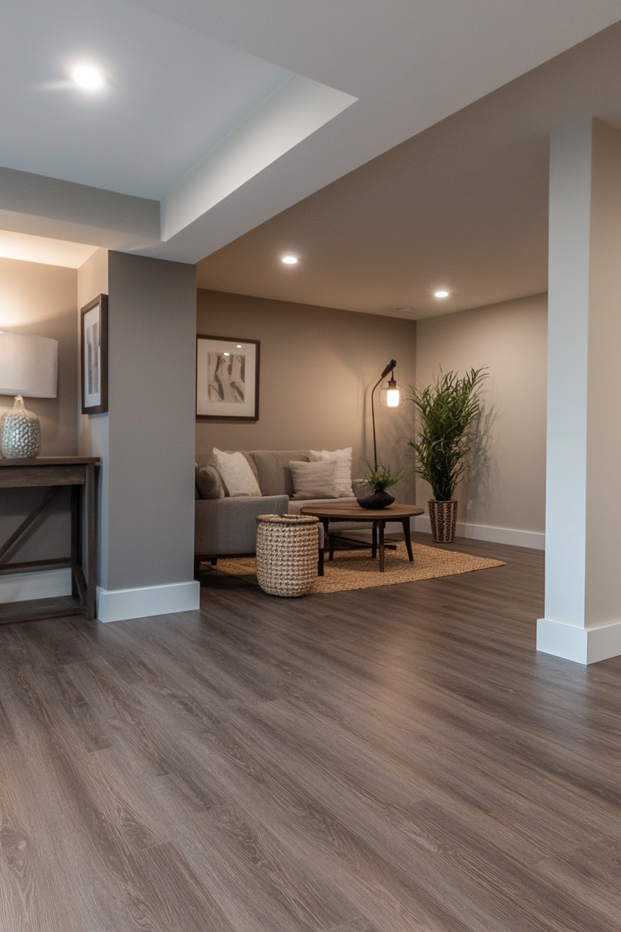 Basement with luxury vinyl plank flooring