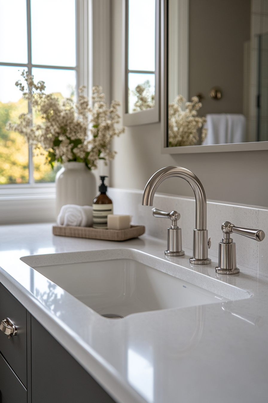 Stylish hardware in bathroom