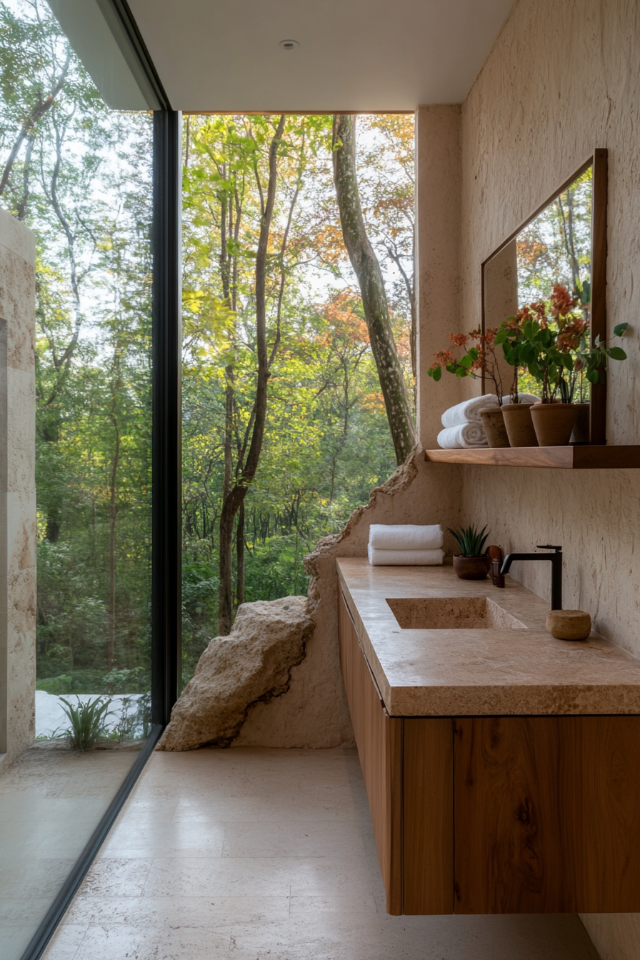 Natural materials in bathroom decor