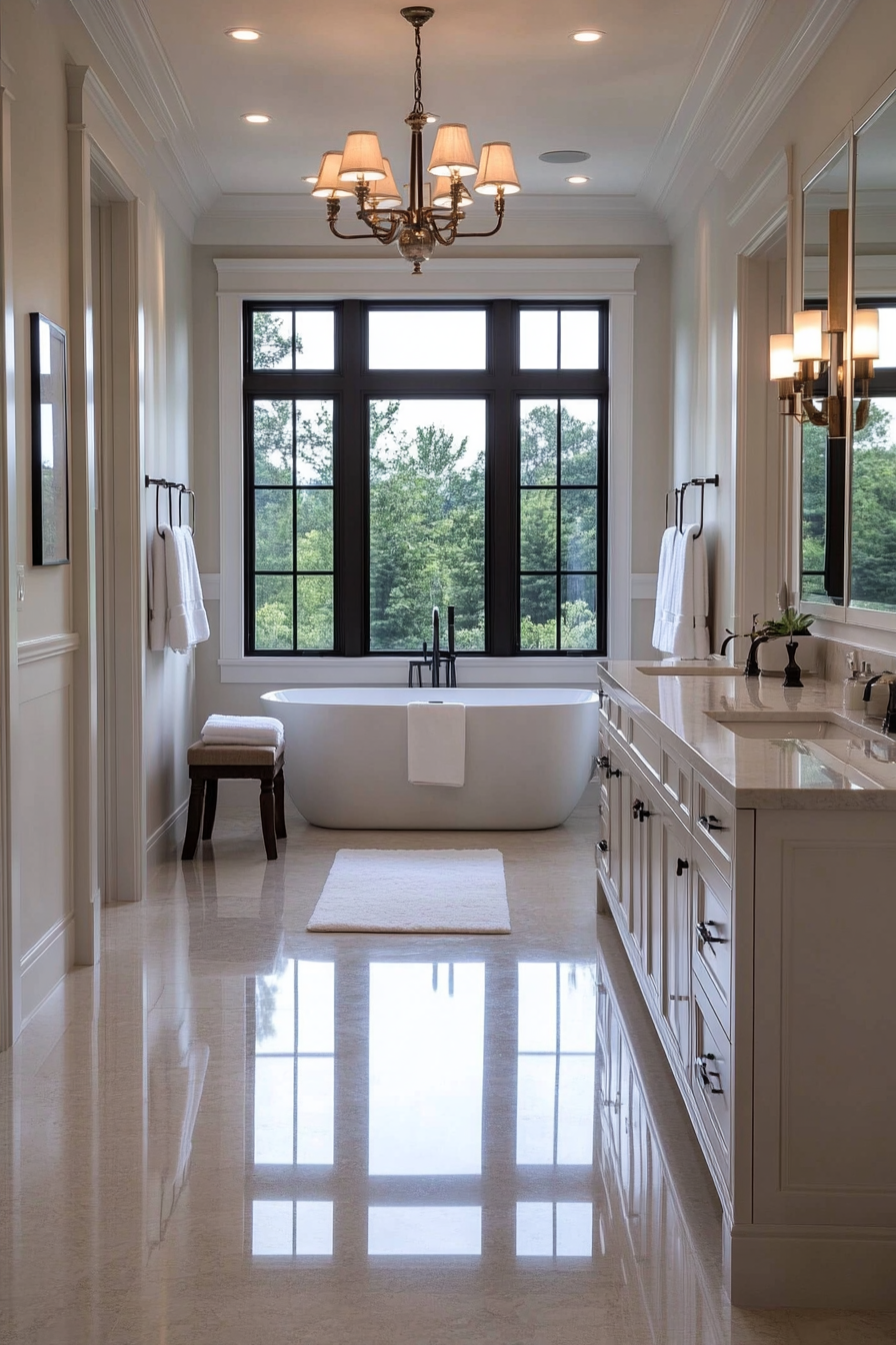 Bathroom with ambient and task lighting
