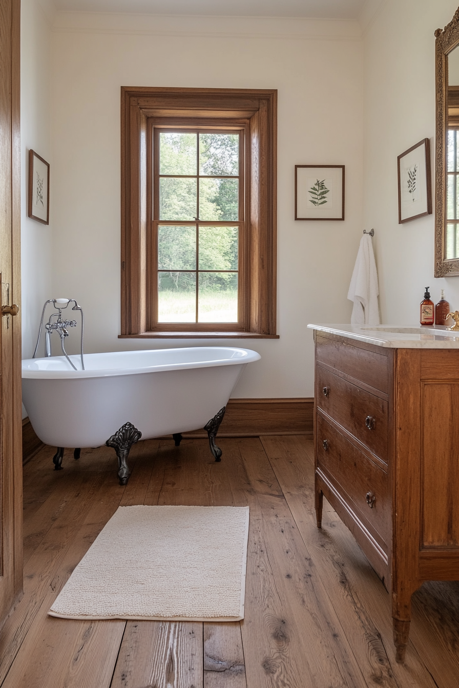 Vintage elements in bathroom decor
