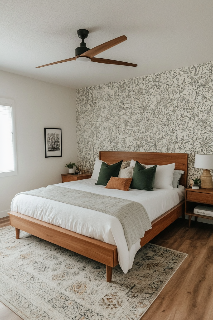 Customizable artistic stenciling in bedroom
