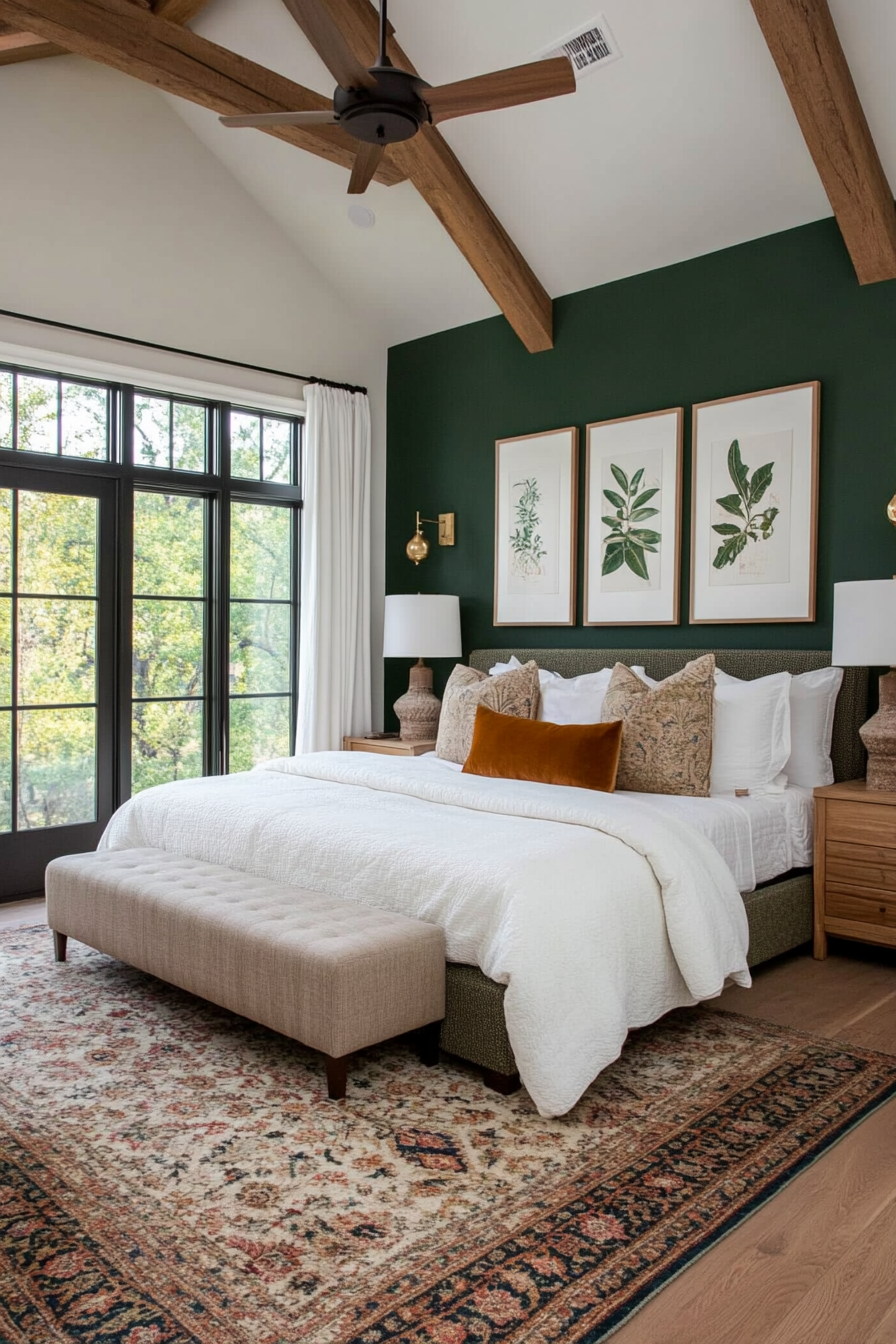 Balanced dark green with light decor
