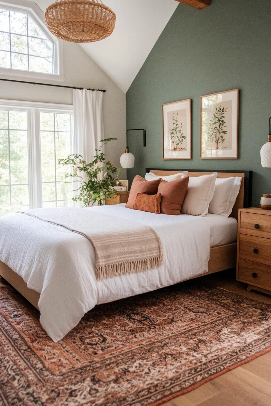 Bedroom with soft pastel accent wall