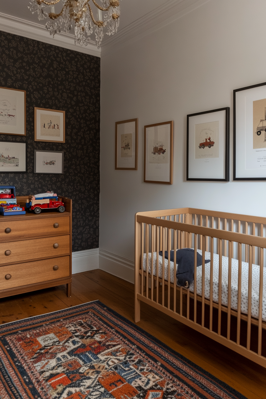 Vintage nursery with antique furniture