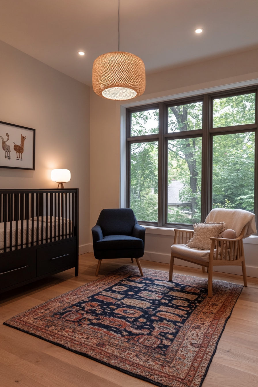 Nursery with soft, layered lighting