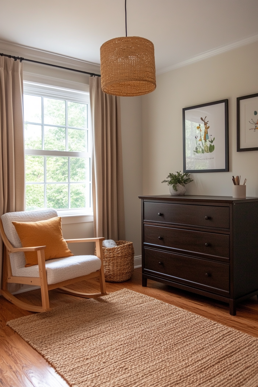 Nursery with stylish and functional light fixtures