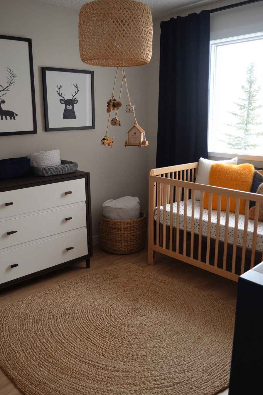 Neutral nursery with soft, calming colors