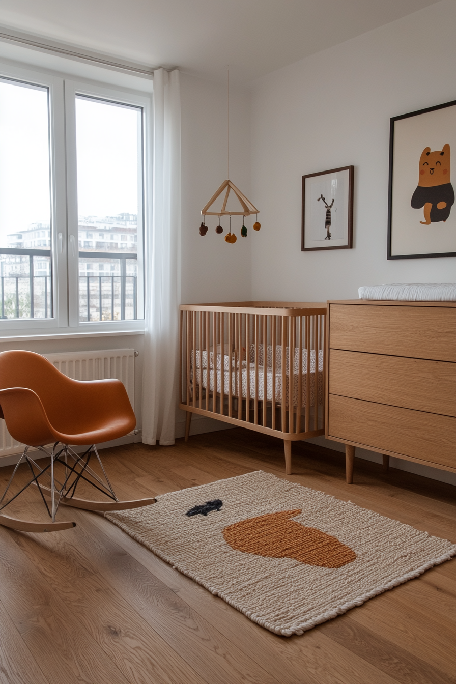 Minimalist nursery with clean lines and neutral colors