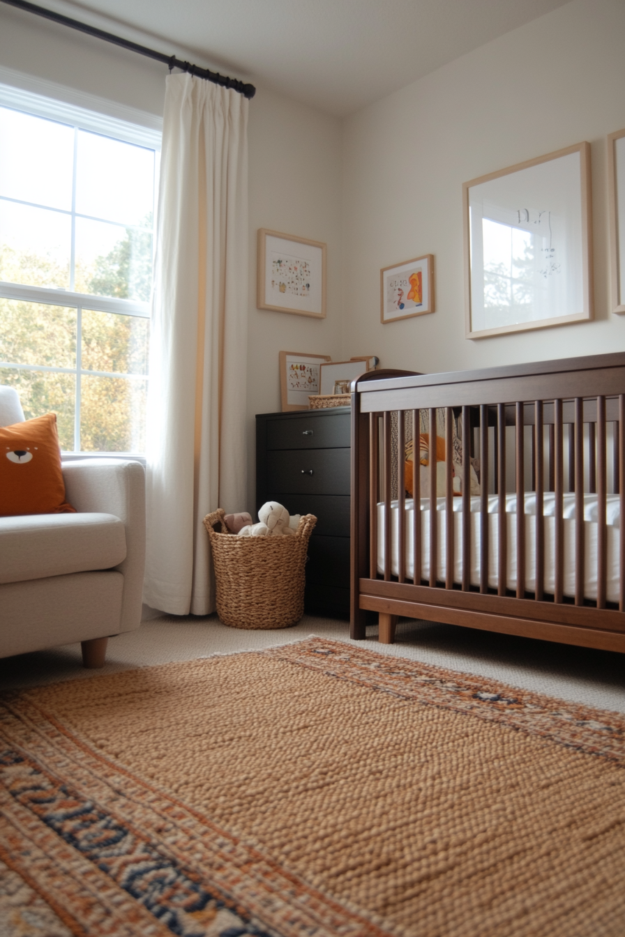 Nursery with a cozy wool rug