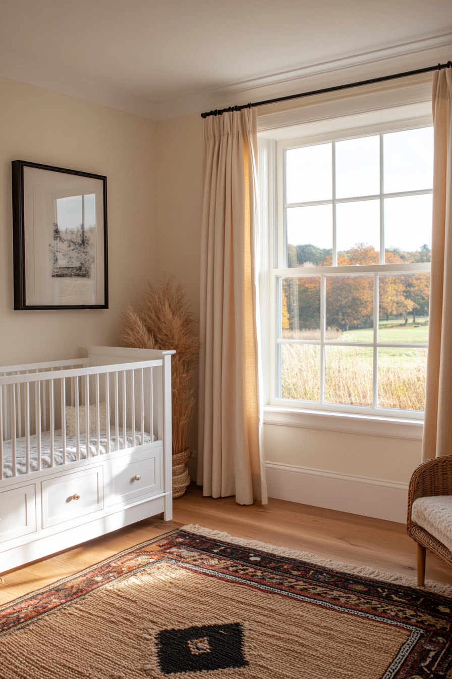 Nursery with functional blackout curtains