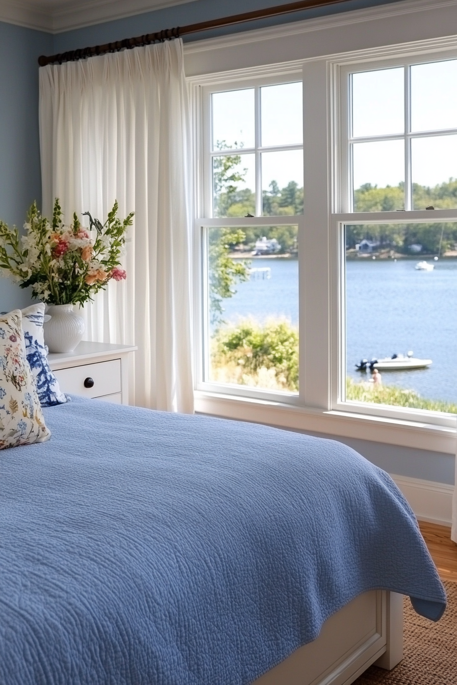 Serene bedroom with light blue walls