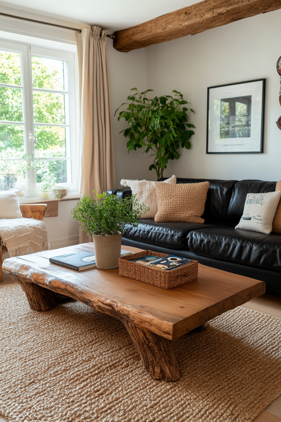 Cozy living room with earth tone furniture