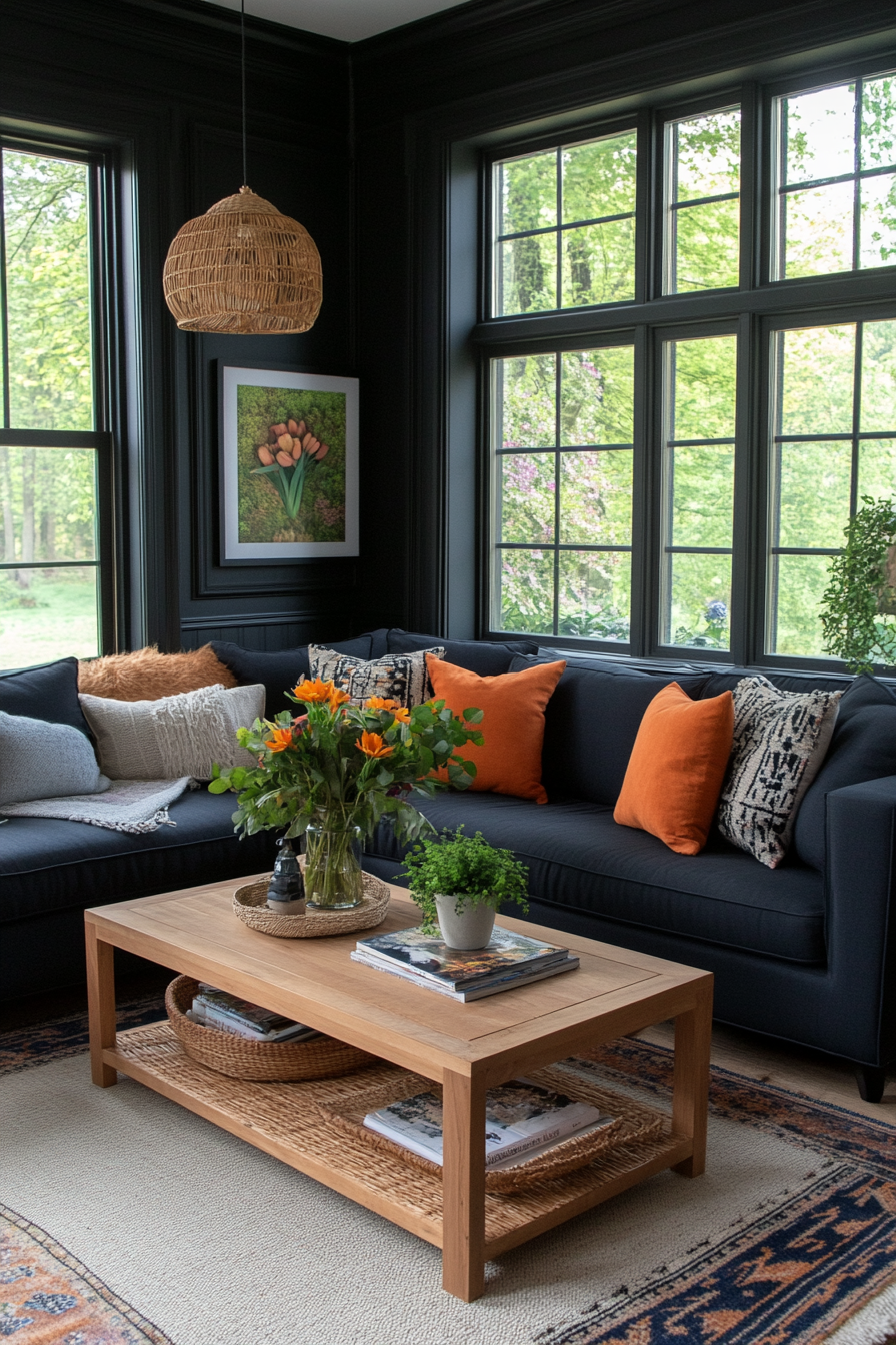 Natural elements and greenery, including potted plants