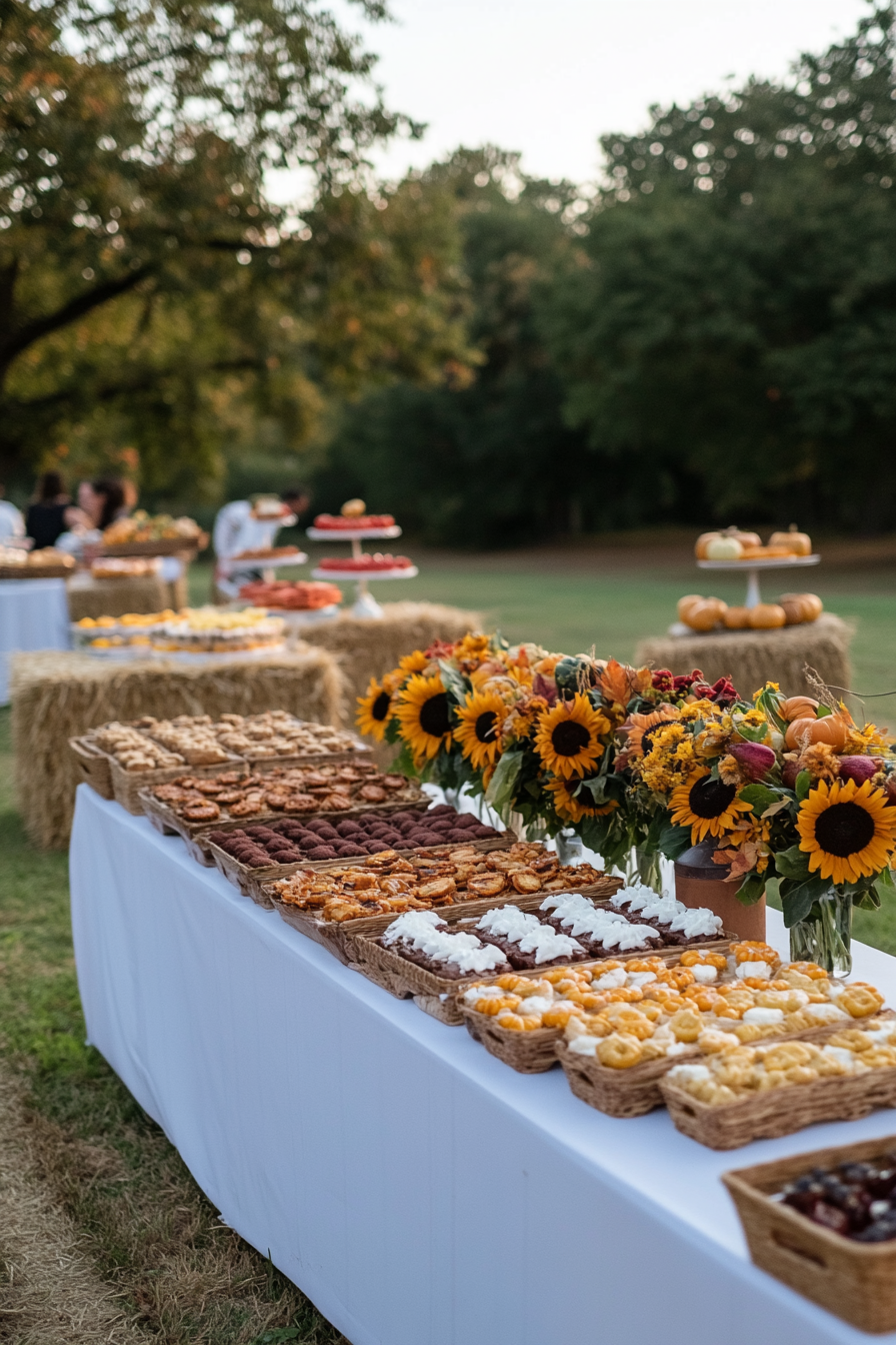 Harvest-themed baby shower with autumn decorations