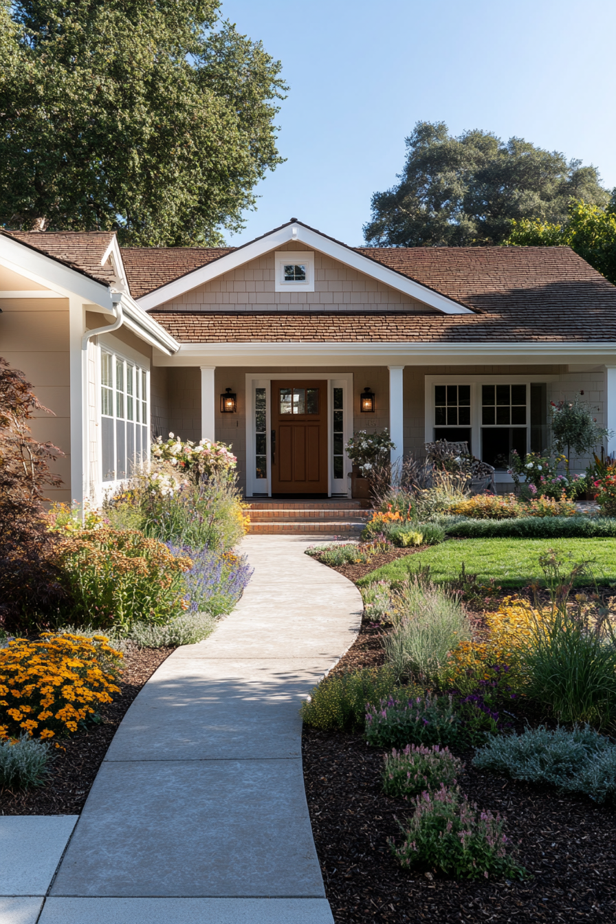 Upgraded outdoor lighting and seasonal decor enhancing curb appeal