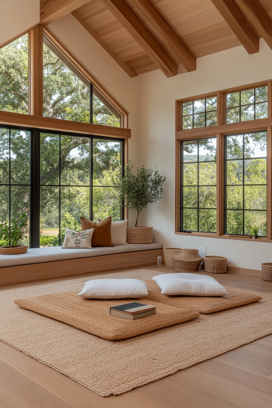 Meditation nook and air purifiers enhancing comfort and wellness