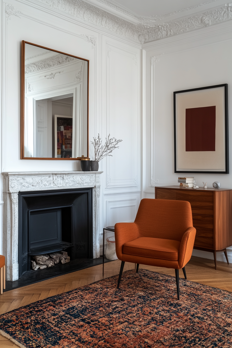 Living room with vintage and contemporary decor
