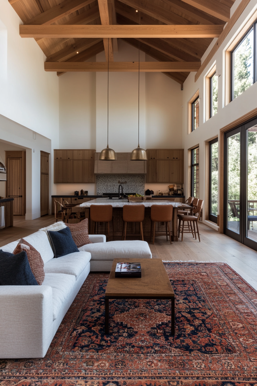Uncluttered minimalist living room with hidden storage solutions