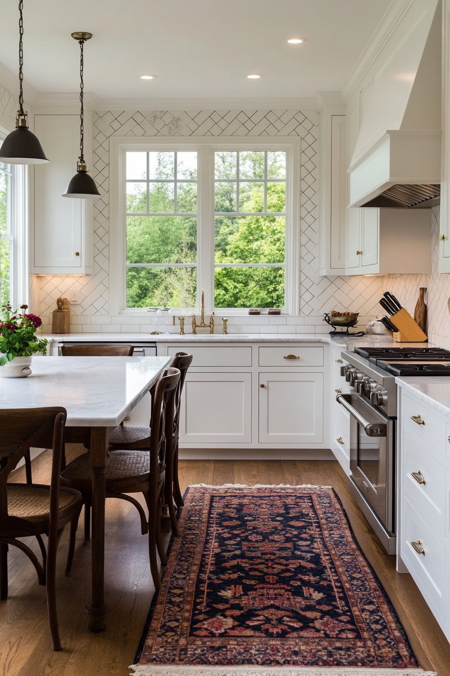 Subway tiles with white cabinets