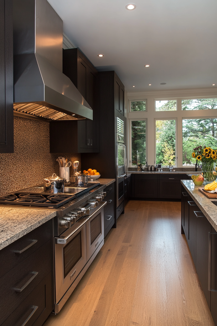 Mosaic tiles with dark cabinets