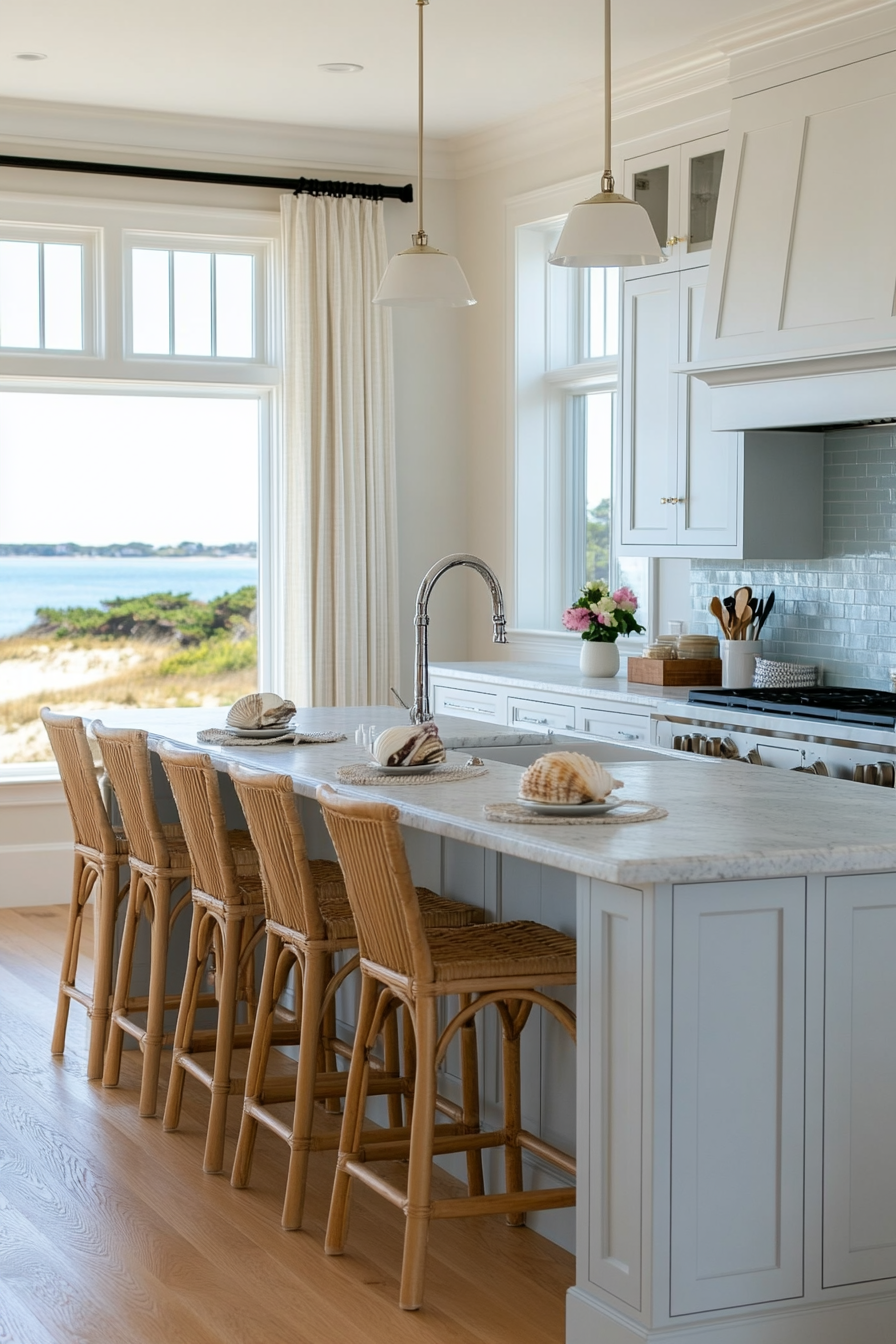 Sea glass tiles for a coastal kitchen