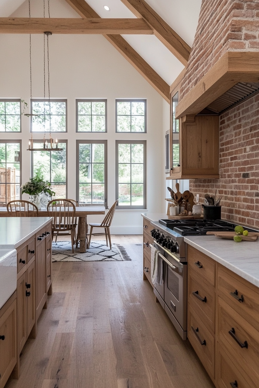 Brick backsplash for an industrial feel