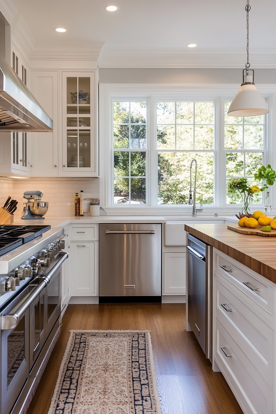 Frosted glass-front cabinets