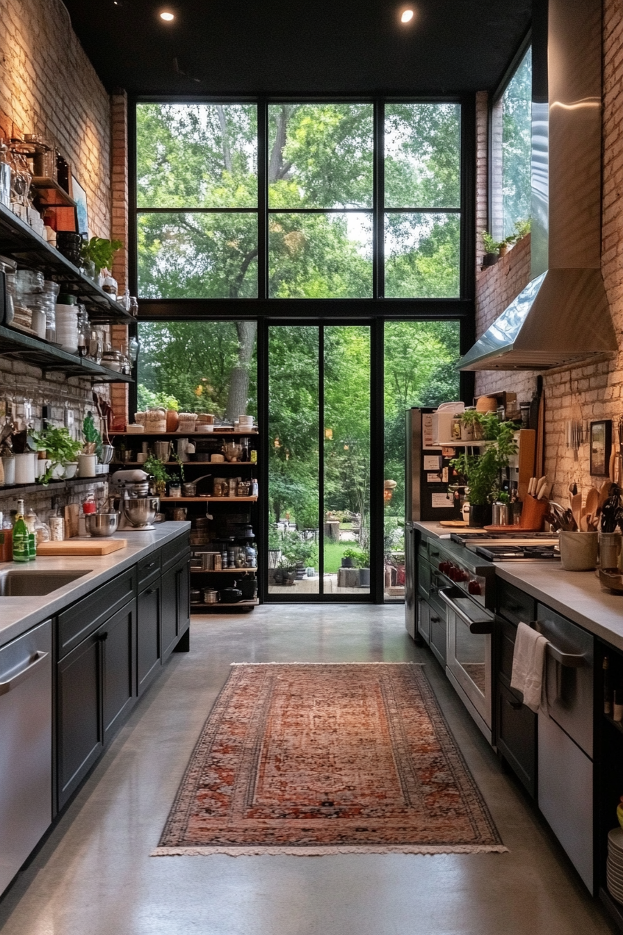 Industrial-style metal kitchen cabinets