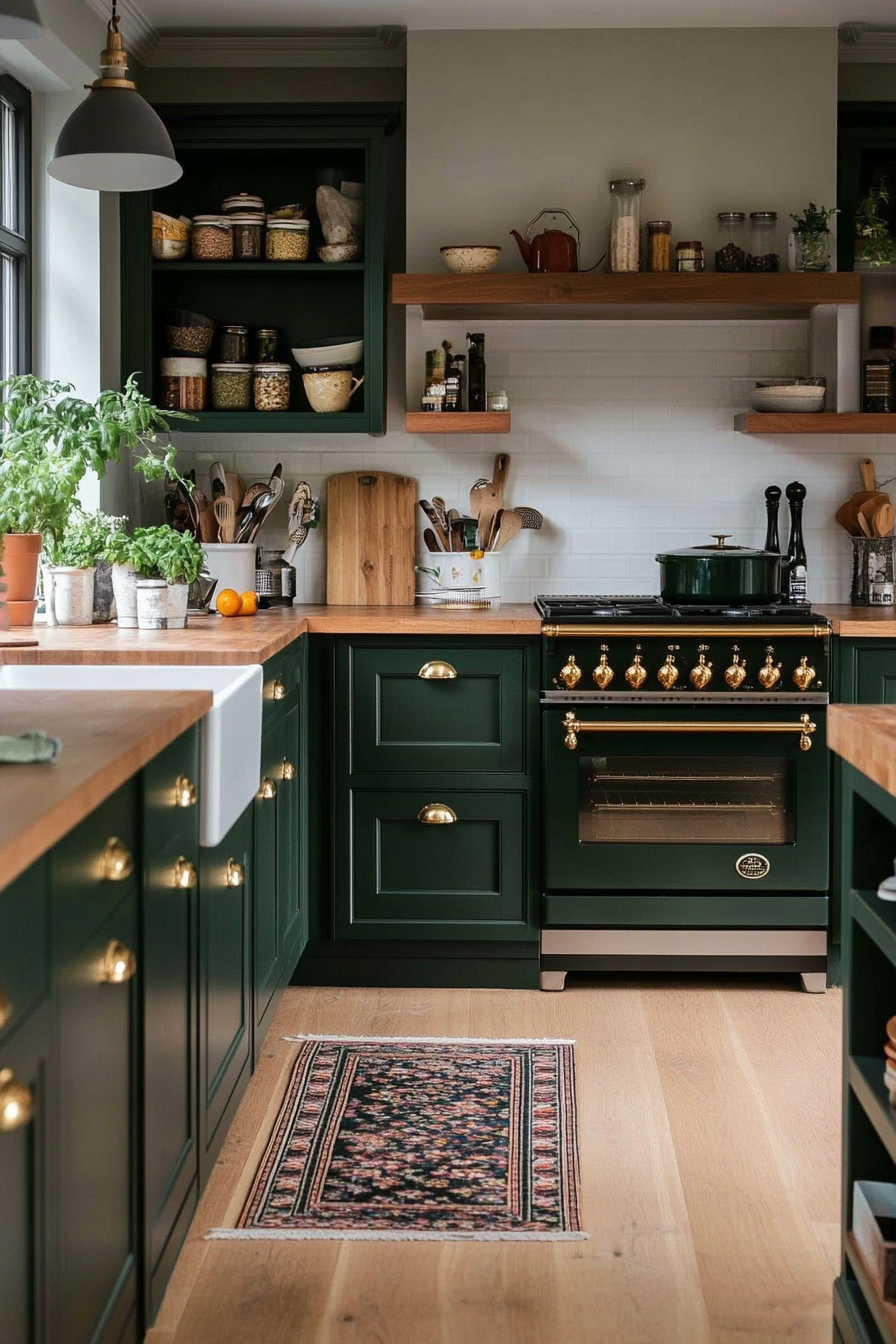 Bold colored cabinets with neutral walls