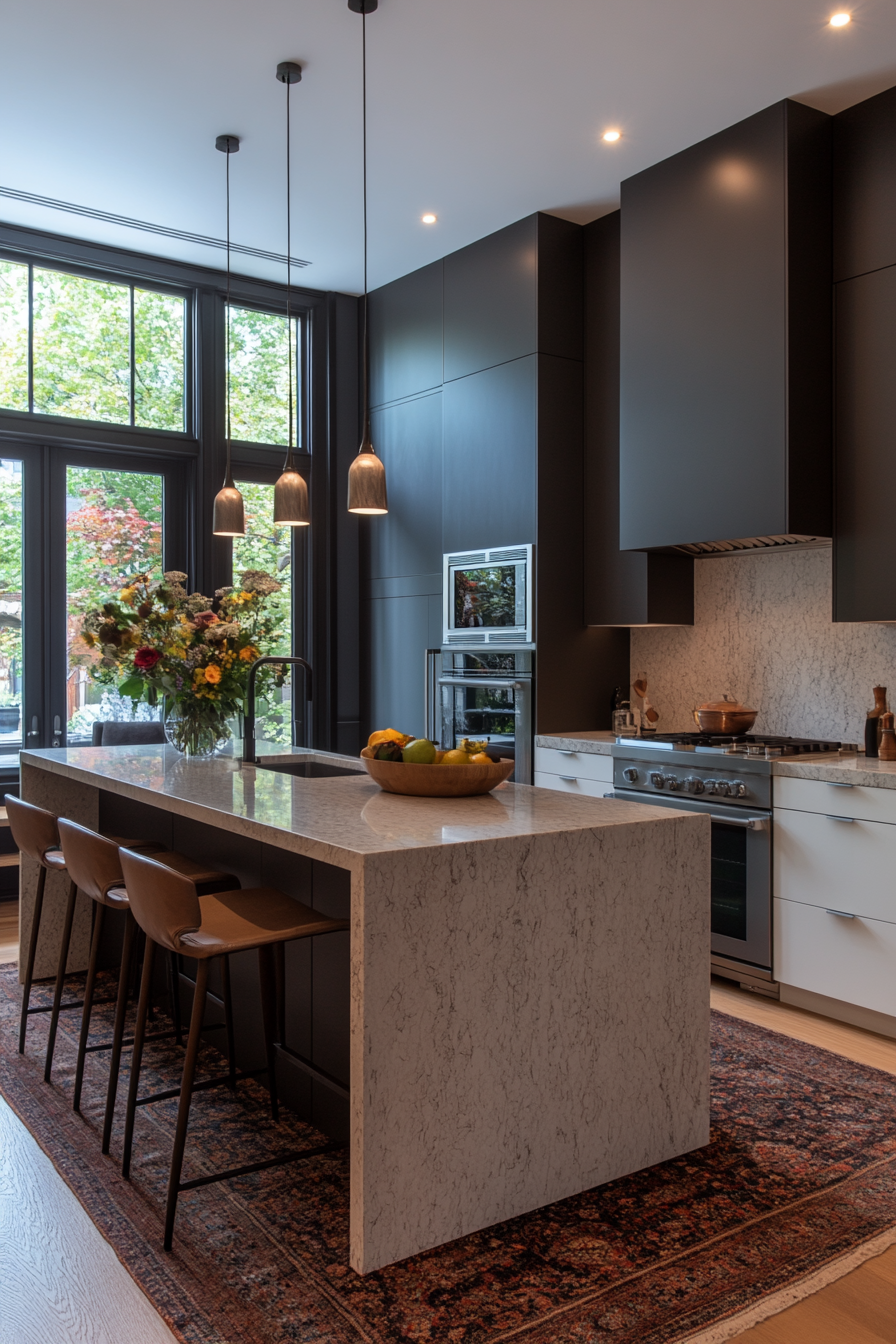 Modern flat-panel kitchen cabinets