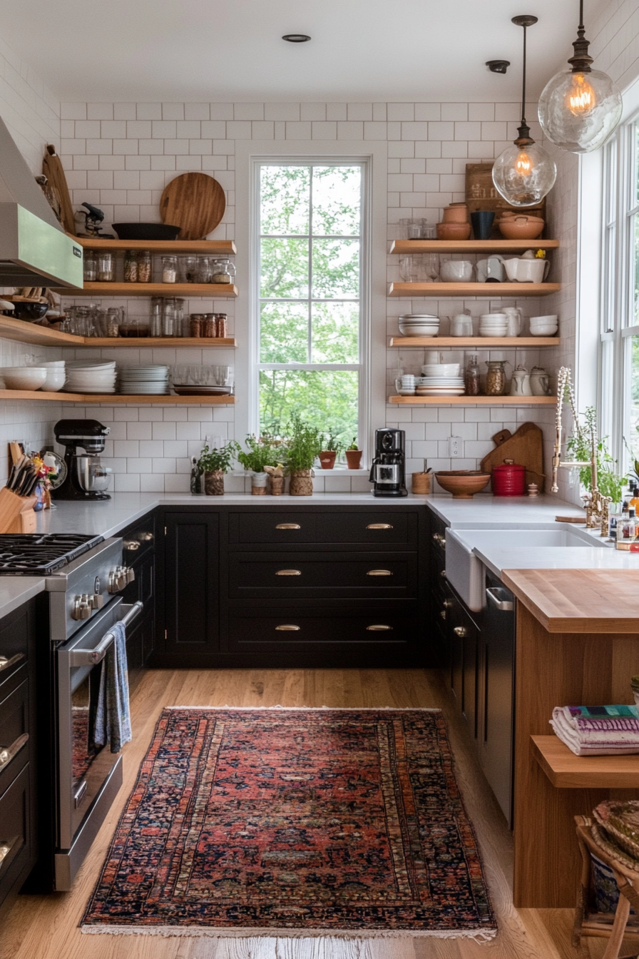 Mix of open shelving and closed storage