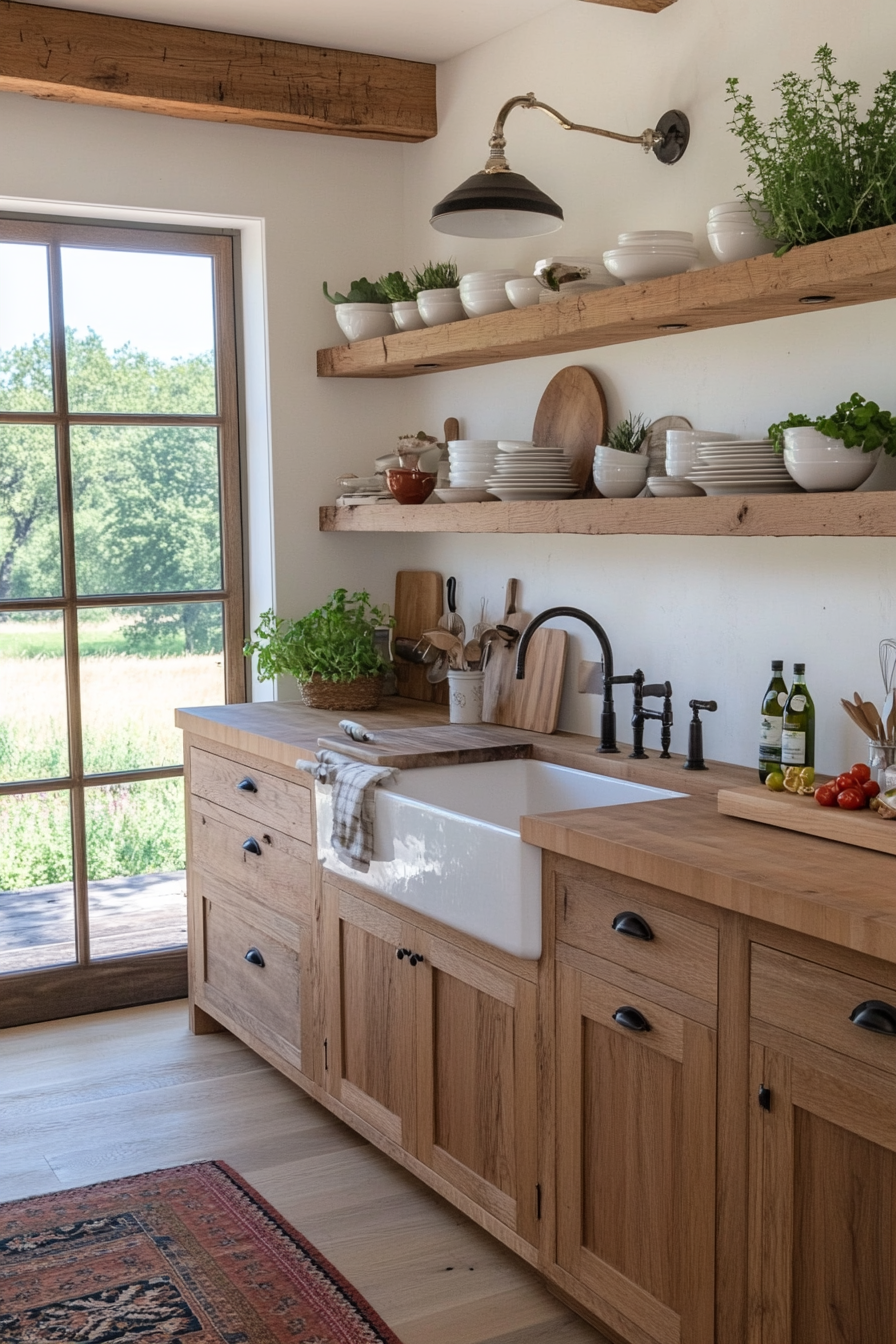 Distressed wood rustic farmhouse cabinets