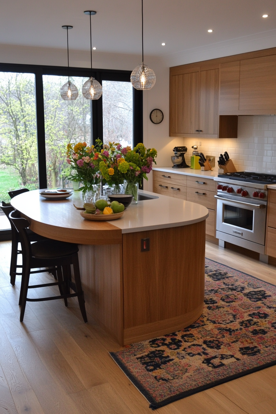Two-tiered kitchen island with separate levels