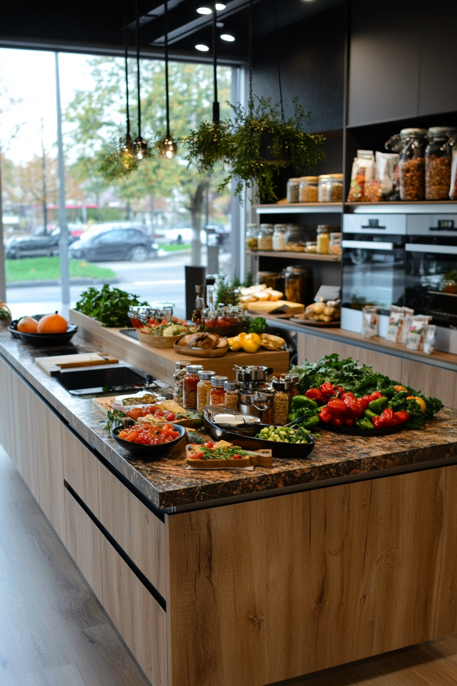 Multi-functional kitchen island with different zones