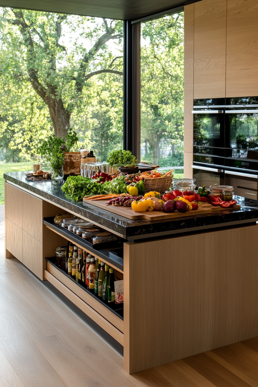 Multi-functional kitchen island with smart storage