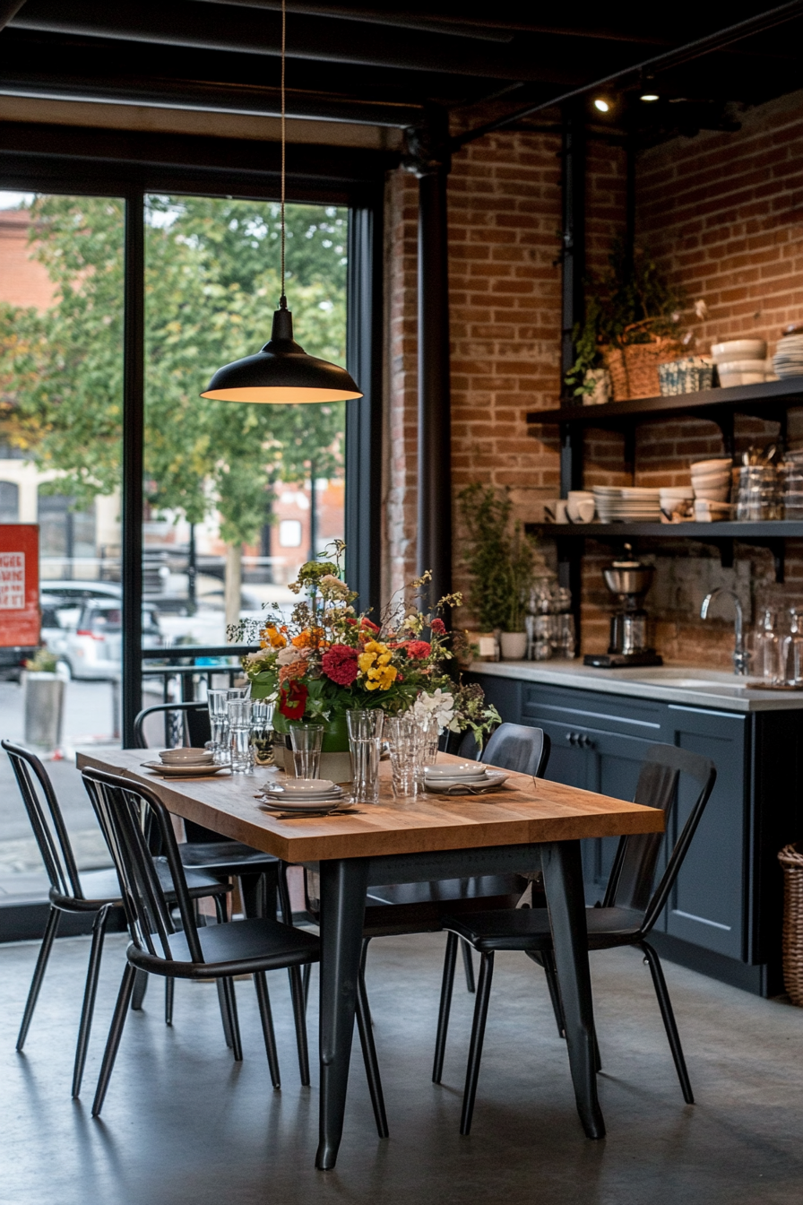 Eclectic breakfast nook with mixed styles