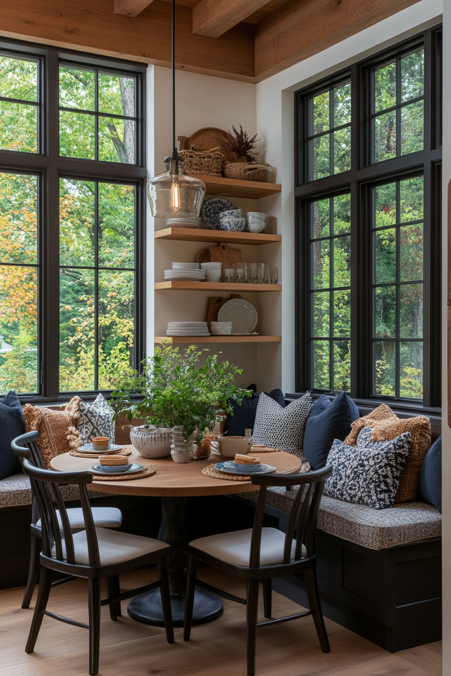 Corner nook with cozy bench