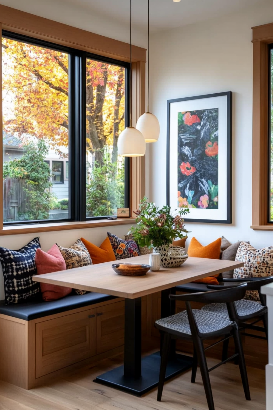 Breakfast nook with a built-in bench