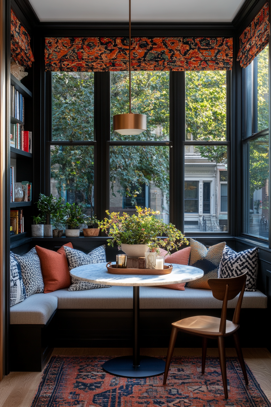 Breakfast nook with a bay window