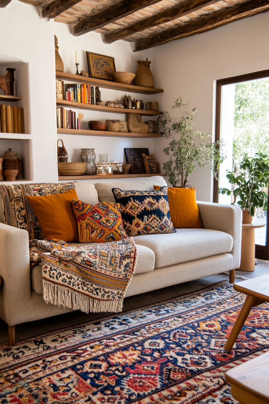 Woven blanket in a living room