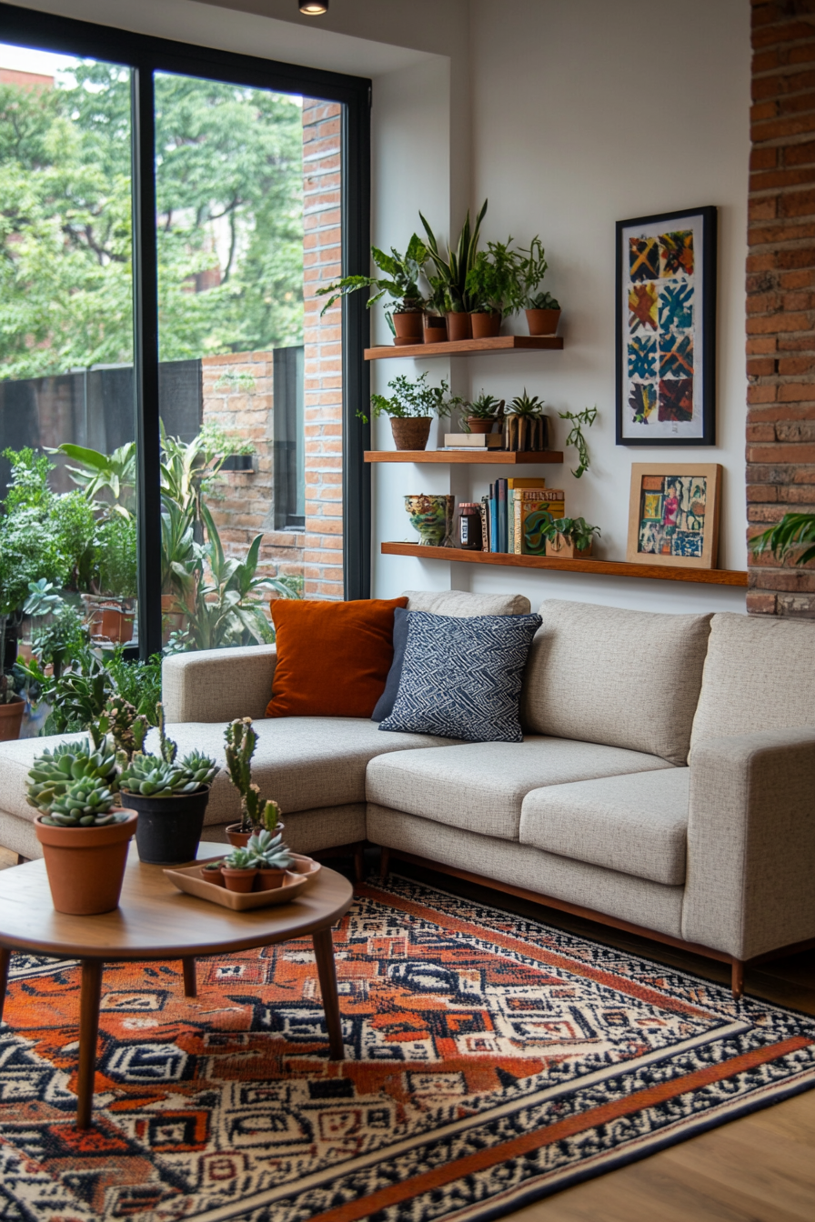 Potted succulents in a living room