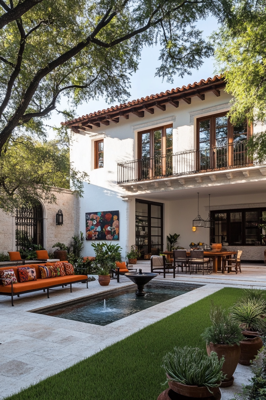 Courtyard with a traditional fountain
