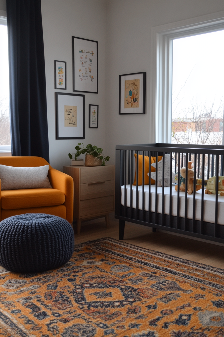 Vibrant and colorful nursery with bright walls and cheerful accents