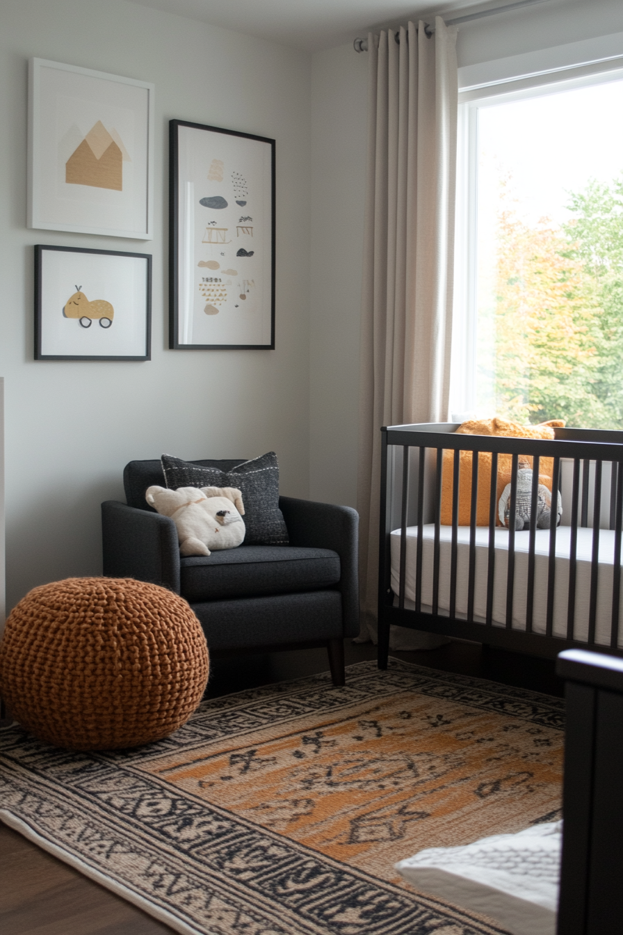 Black and white nursery with monochrome color palette