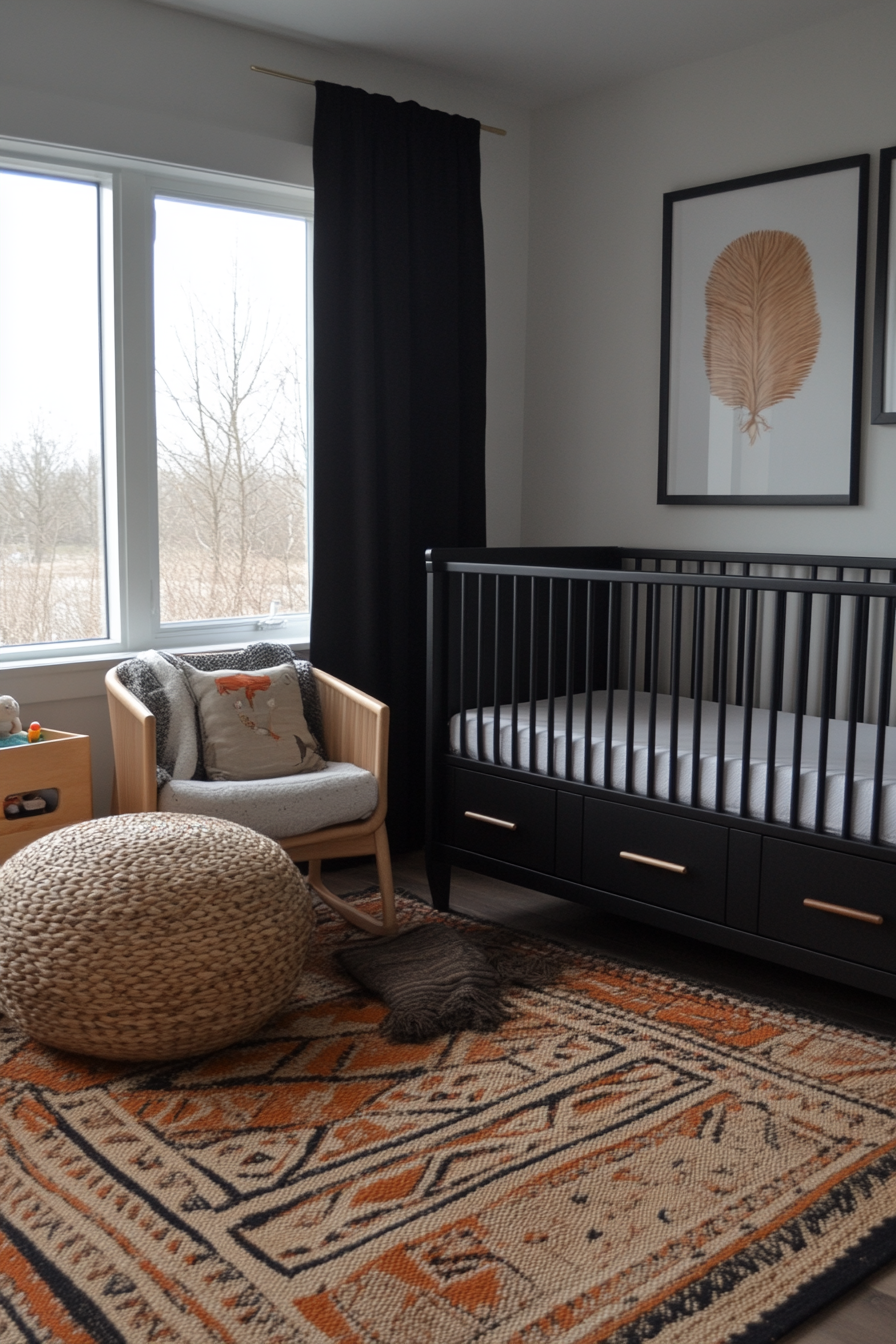 Black and white nursery with monochrome color palette