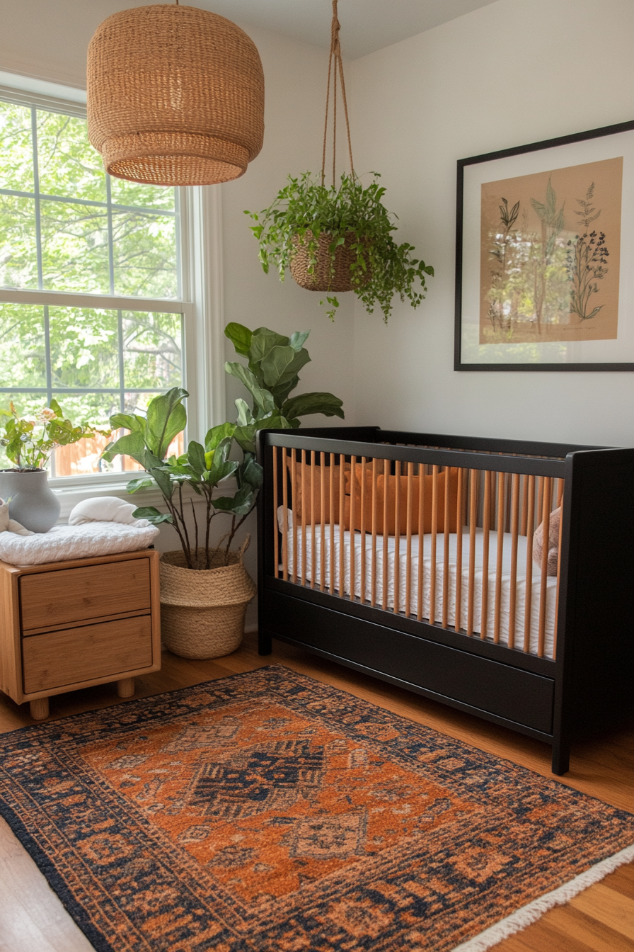 Green and eco-friendly nursery with bamboo furniture and organic cotton bedding
